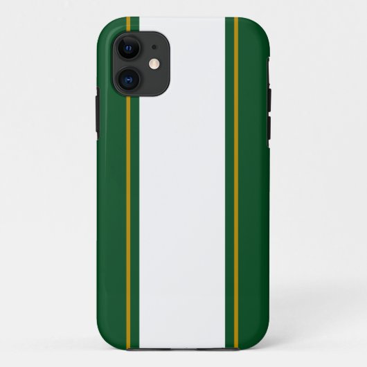 Fun Sporty Forest Green Wide White Racing Streifen Case-Mate iPhone Hülle (Rückseite)
