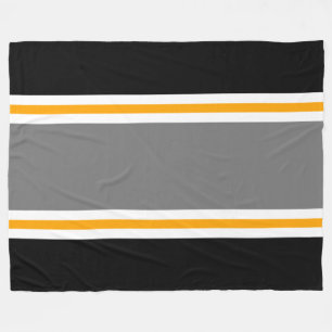Fun Sporty Gray Black Yellow White Racing Streifen Fleecedecke