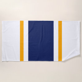 Fun Sporty Navy Blau Gelbe Streifen Strandtuch