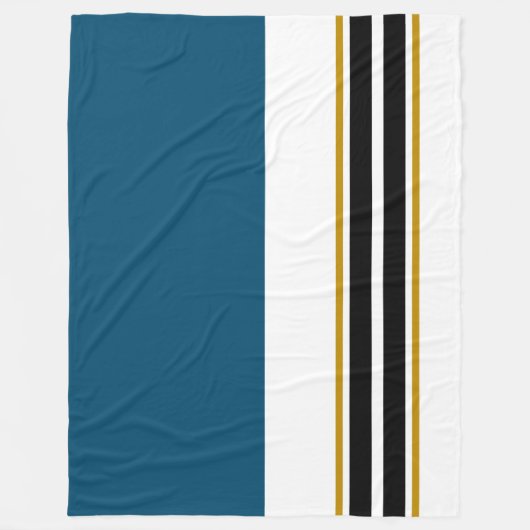 Fun Sporty Ocean Aquamarin White Black Racing Stre Fleecedecke (Vorderseite)