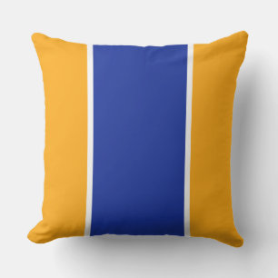 Fun Sporty Royal Blue White Golden Yellow Stripes Kissen