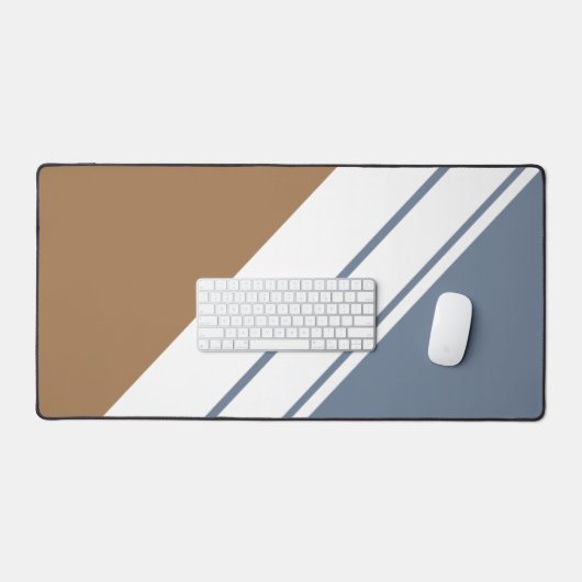 Fun Sporty Slate Brown White Slant Racing Streifen Schreibtischunterlage (Tastatur & Maus)