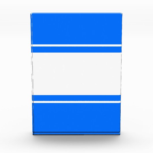 Fun Sporty Wide White Bright Blue Racing Streifen Fotoblock (Vorderseite)