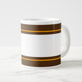 Fun Sporty Wide White Orange Brown Racing Streifen Jumbo-Tasse