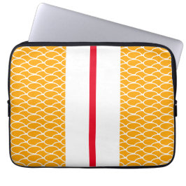 Fun Sporty Yellow Waves Red White Racing Streifen Laptopschutzhülle