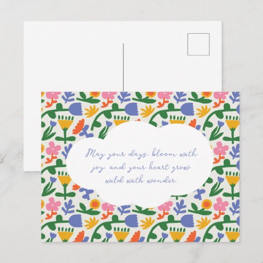 Fun Spring Floral Muster Feiertagspostkarte (Vorne/Hinten)