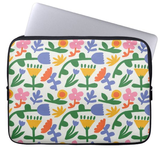Fun Spring Floral Muster Laptopschutzhülle (Vorderseite)