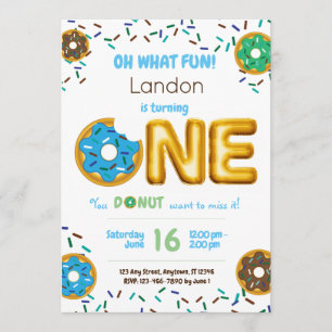 Fun Sprinkles Donut Doughnut Boy 1. Geburtstag Einladung