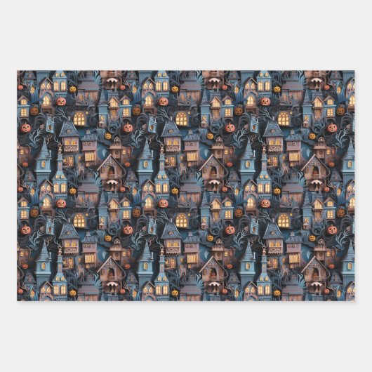 Fun Spuk House Halloween Geschenkpapier Set (Vorderseite)