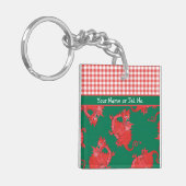 Fun Square Keyring to Personalize: Niedlicher Red  Schlüsselanhänger (Vorderseite links)