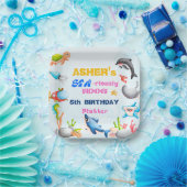 Fun Square Under-the-Sea Ocean Protector Birthday Pappteller (Party)