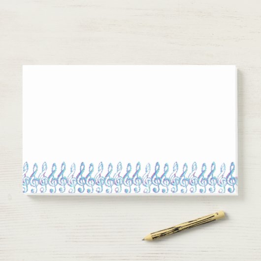 Fun Squiggly Rainbow Treble Clefs Post-it Klebezettel (Auf Schreibtisch)