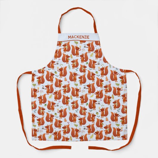 Fun Squirrel Personalisiert Name Schürze (Vorderseite)