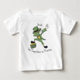 Fun St Patrick Dabbing Leprechaun Kinder Name Baby T-shirt