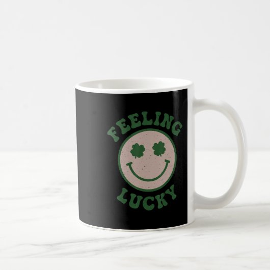 Fun St Patrick Day Gefühl Lucky Smile Face Meme Kaffeetasse (Rechts)