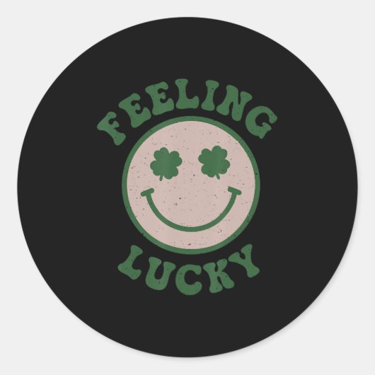 Fun St Patrick Day Gefühl Lucky Smile Face Meme Runder Aufkleber (Vorderseite)