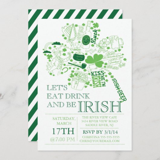 Fun St. Patrick's Day Bash Dinner Party Einladung (Vorne/Hinten)