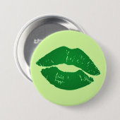Fun St. Patrick's Day Irish Kiss Green Lips Button (Vorne & Hinten)