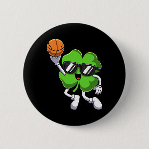 Fun St Patricks Day Kleeblatt Basketball Bo Button