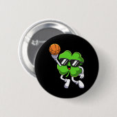 Fun St Patricks Day Kleeblatt Basketball Bo Button (Vorne & Hinten)