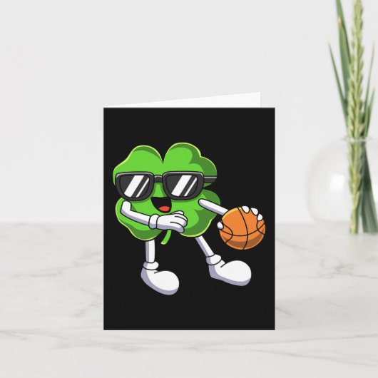 Fun St Patricks Day Kleeblatt Basketball Bo Karte (Vorderseite)
