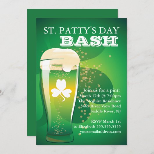 Fun St. Patrick's Day Party Einladung (Vorne/Hinten)