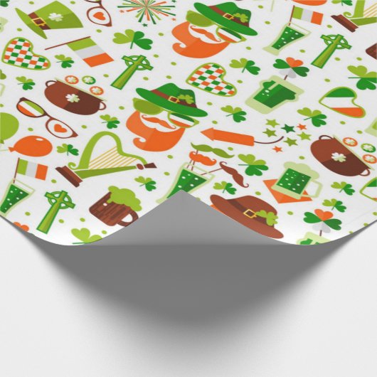 Fun St. Patrick's Day Pattern Geschenkpapier (Ecke)