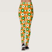 Fun St Patrick's Lucky Clover Green Orange Kariert Leggings (Rückseite)