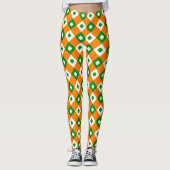 Fun St Patrick's Lucky Clover Green Orange Kariert Leggings (Vorderseite)