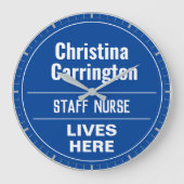 Fun Staff Nurse Wall Plaque Stil Große Uhr (Vorderseite)