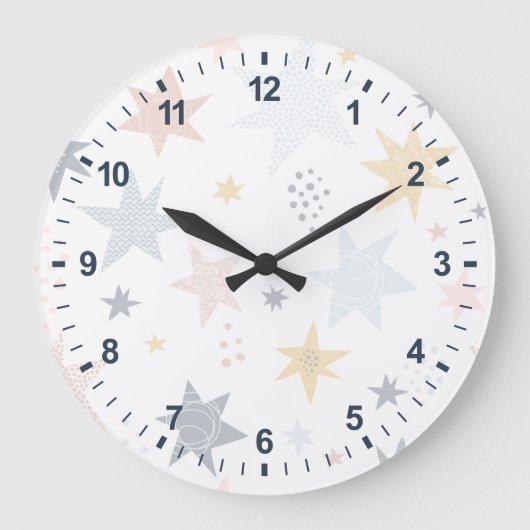 Fun Star Muster Große Wanduhr (Vorderseite)