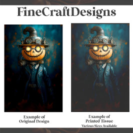 Fun Steampunk Halloween Pumpkin Man E9L Decoupage Seidenpapier