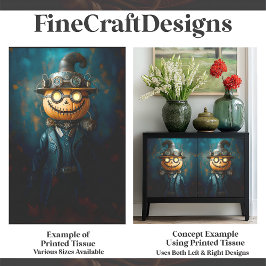Fun Steampunk Halloween Pumpkin Man E9R Decoupage Seidenpapier