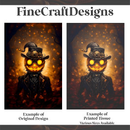 Fun Steampunk Halloween Pumpkin Man F1L Decoupage Seidenpapier