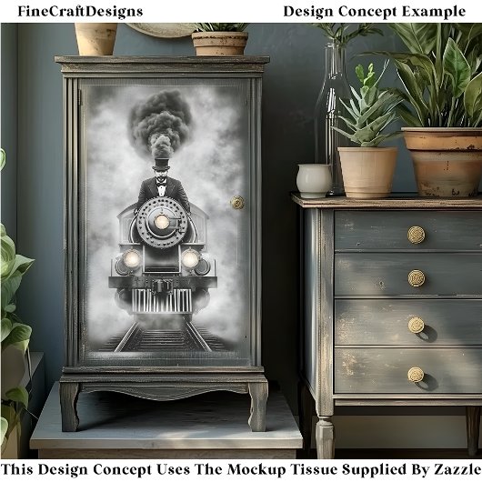 Fun Steampunk Monochrome Bahn OM2 Decoupage Seidenpapier