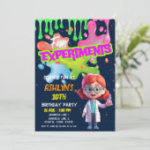 Fun STEM Labrador Redhead Girl Scientist Geburtsta Einladung (Stehend Vorderseite)