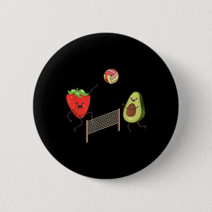Fun Strawberry Avocado Volleyball Geschenk T-Shirt Button