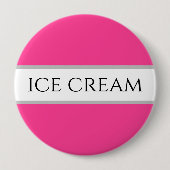 Fun Strawberry ICE CREAM Pink White Stripes Button (Vorderseite)