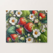 Fun Strawberry Verlasst Blume Jigsaw Puzzle (Horizontal)