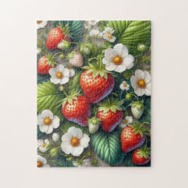 Fun Strawberry Verlasst Blume Jigsaw Puzzle