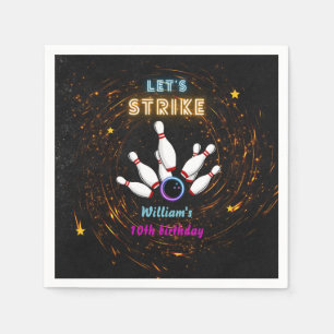 Fun Strike cooler blauer Bowling 10. Geburtstag Serviette