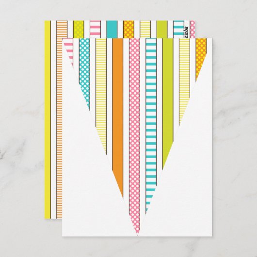 Fun Strip und Polka Dot farbenfrohe Flag Bunting Postkarte (Vorne/Hinten)
