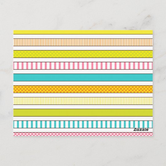 Fun Strip und Polka Dot farbenfrohe Flag Bunting Postkarte (Rückseite)