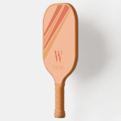 Fun Stripes Monogramm Name Peach Orange Pickleball Schläger (Links)