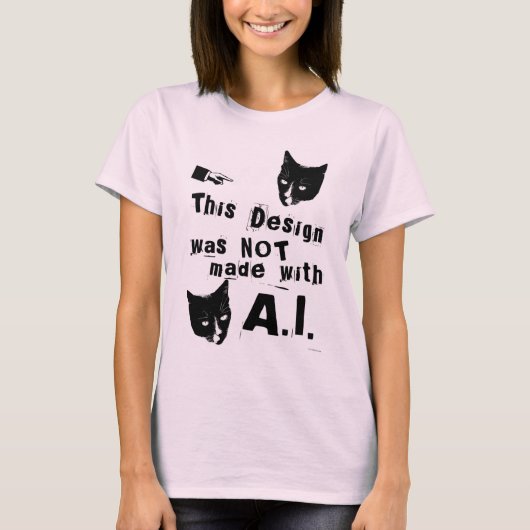 Fun Style Anti Artificial Intelligence Design T-Shirt (Vorderseite)