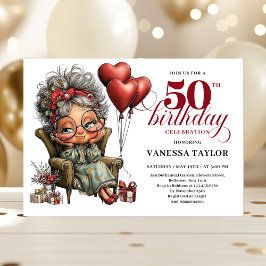 Fun stylish 50th birthday woman quirky invite einladung
