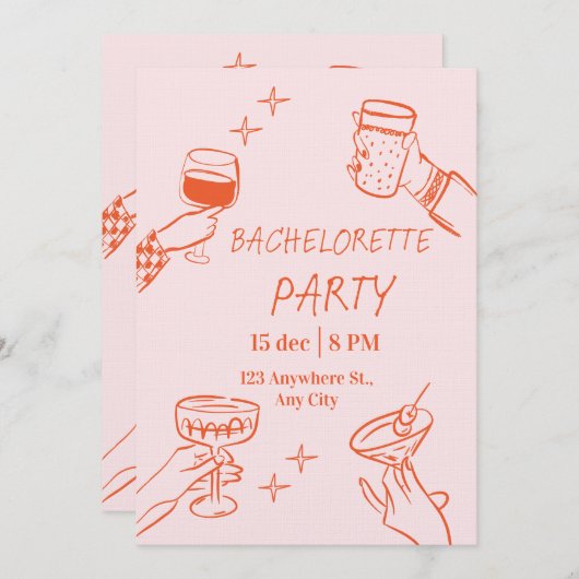 Fun & Stylish Bachelorette Weekend Invitation Einladung (Vorne/Hinten)