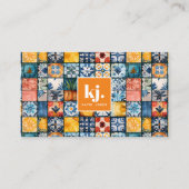 Fun Stylish Summer Patchwork Monogram Visitenkarte (Vorderseite)