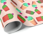 Fun südwestliches blühendes gepolstertes Kaktusmus Geschenkpapier (Rolleneckpunkt)