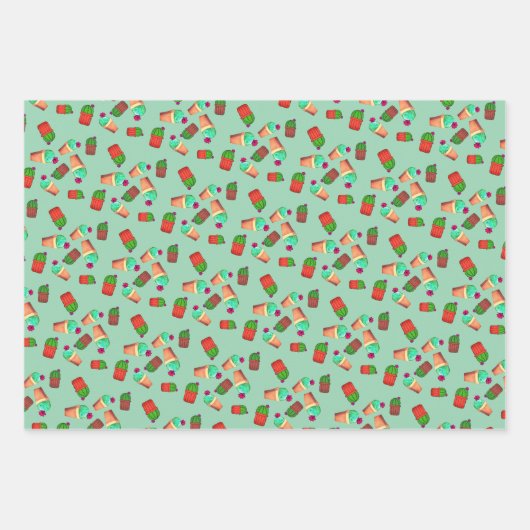 Fun südwestliches blühendes gepolstertes Kaktusmus Geschenkpapier Set (Vorderseite 3)